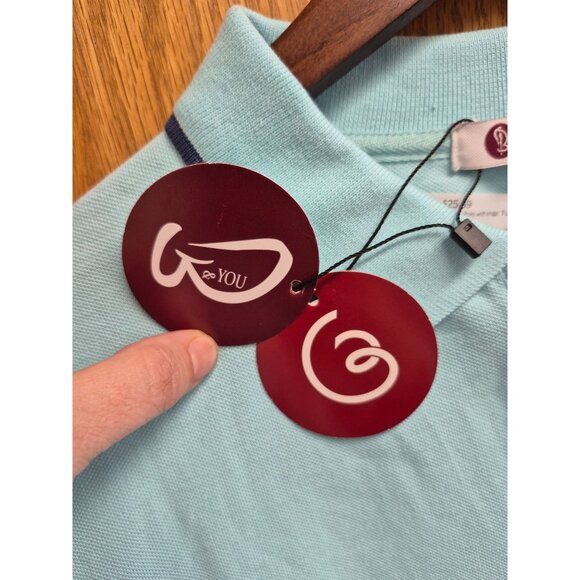 Light Blue Long-Sleeve Polo Shirt By & You Size M Cotton Blend Button-Up Collar - Picture 3 of 4